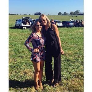 Paisley print long sleeve romper